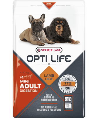 Opti Life Digestion Cão Mini Cordeiro Arroz - Ração Versele-Laga hipoalergénica para cães pequenos - Conceito Animal
