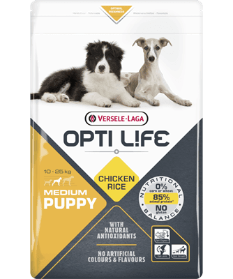 Opti Life Cão Puppy Medium Frango Arroz - Ração para cachorros médios - Conceito Animal