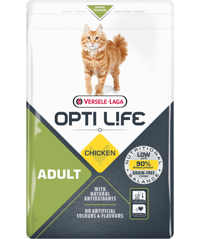 Opti Life Cat Adult Chicken - Ração seca Versele-Laga com frango fresco para gatos adultos - Conceito Animal