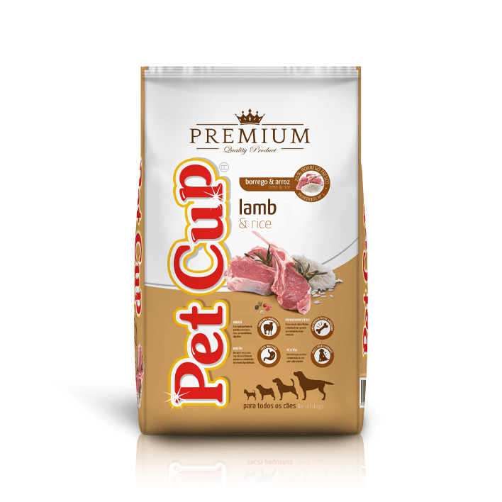 Pet Cup Borrego com Arroz - ração premium para cão adulto com sensibilidade digestiva e proteína única de cordeiro - Conceito Animal