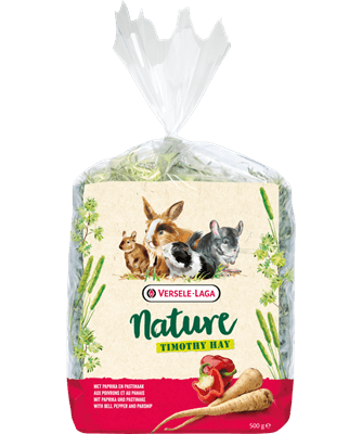 Feno Nature Timothy Hay Bell Pepper Parsnip da Versele-Laga - feno premium para coelhos e roedores - Conceito Animal