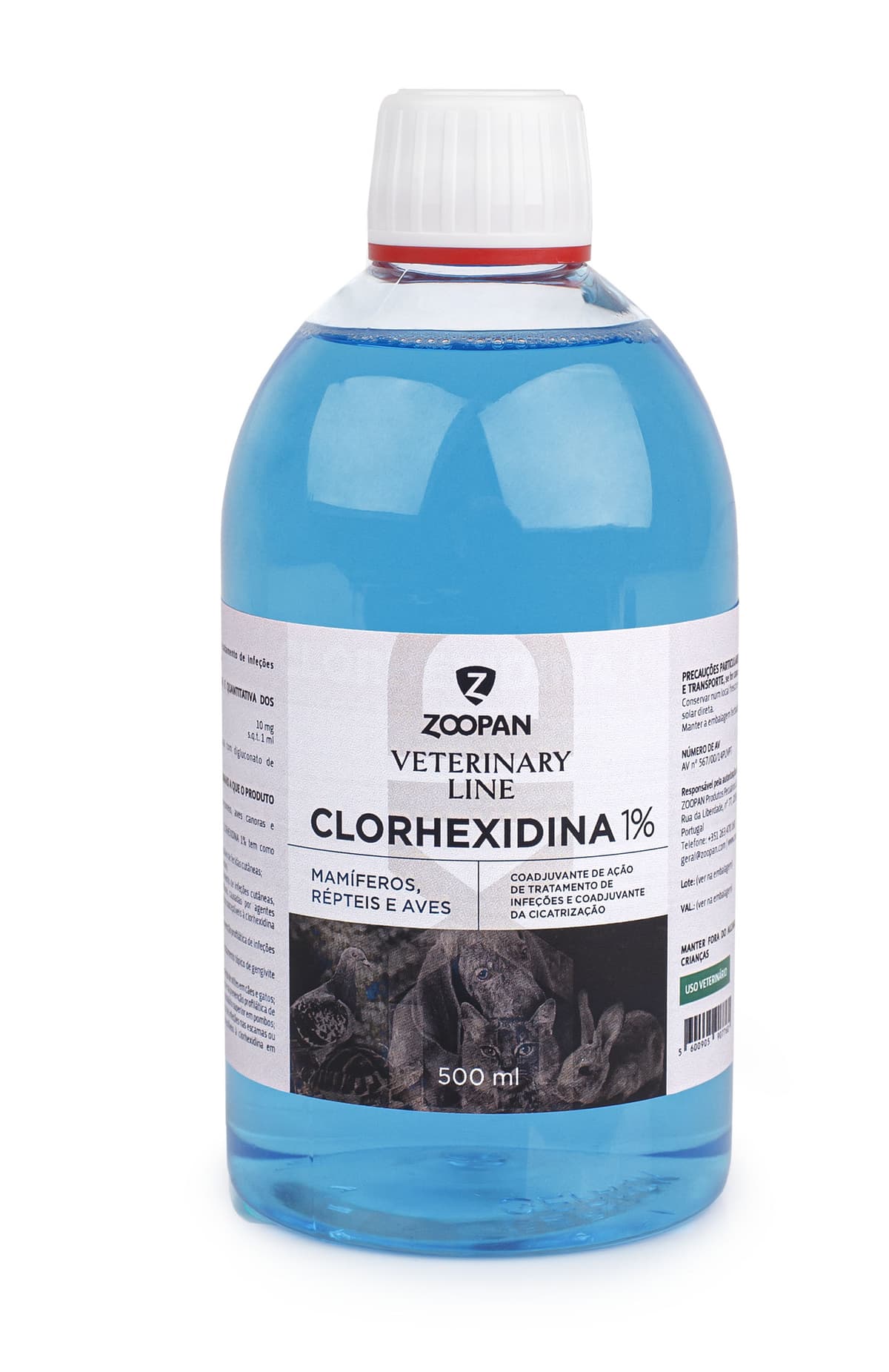 Clorhexidina 1% Zoopan 500ml - Solução antiséptica para feridas - Conceito Animal