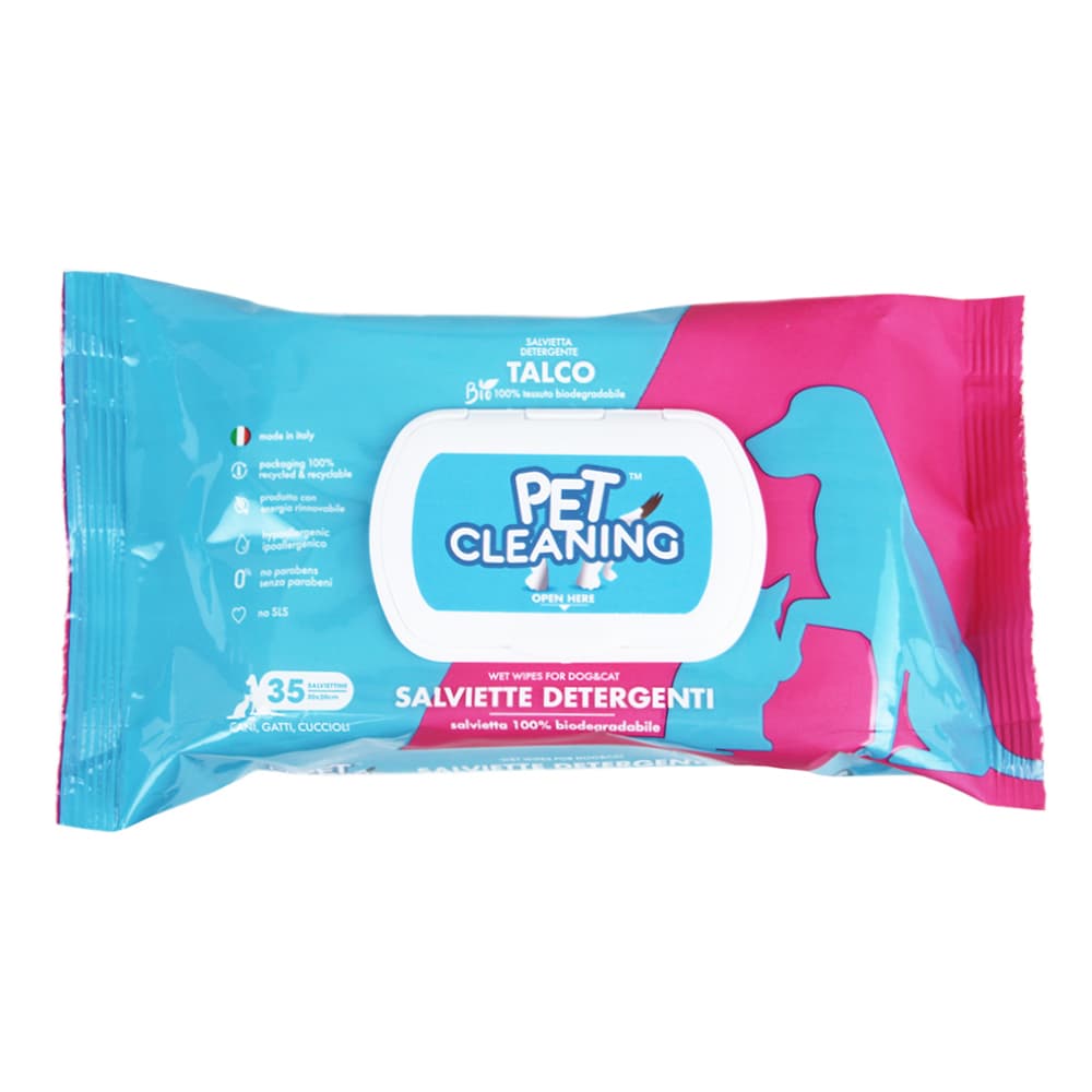 Toalhetes Húmidos Pet Cleaning Talco para higiene de cães e gatos - Conceito Animal