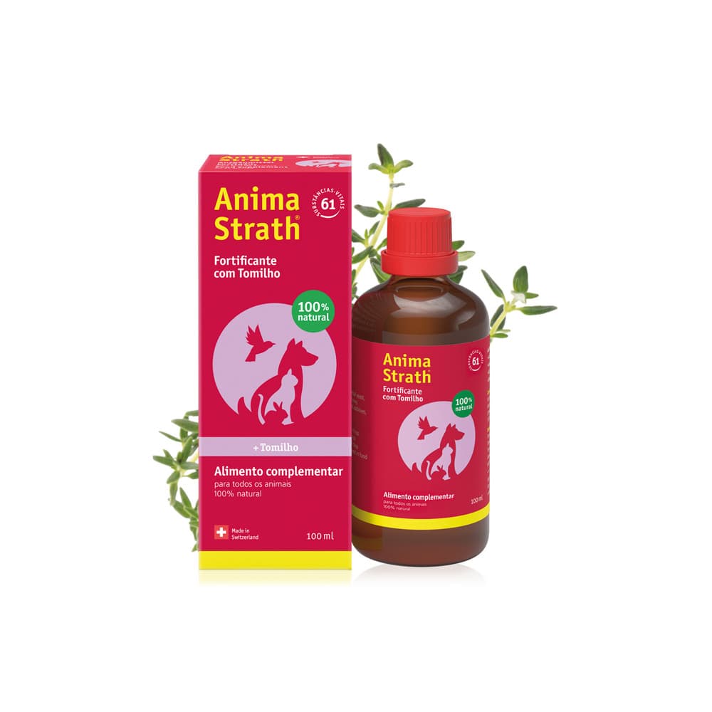 Anima-Strath de Tomilho - Suplemento líquido natural com levedura e tomilho para cães, gatos, cavalos e aves - Conceito Animal