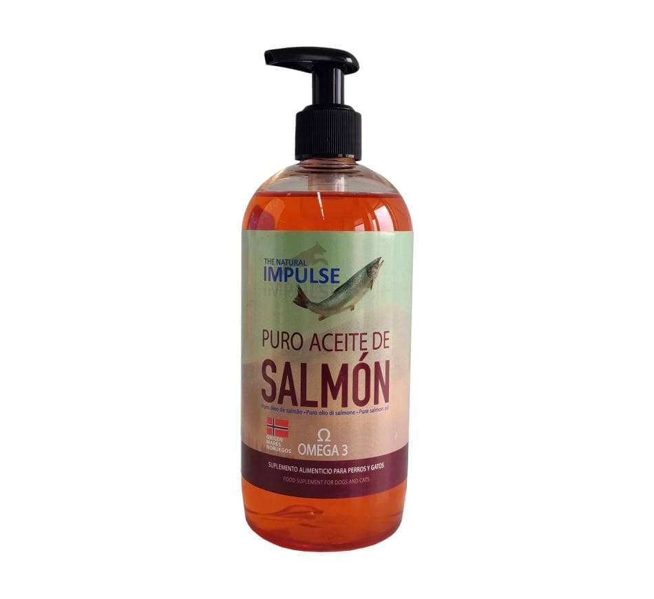 Óleo Puro de Salmão da Noruega da The Natural Impulse - suplemento natural rico em ómega-3 para cães e gatos - Conceito Animal
