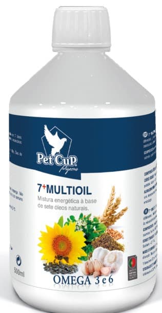 Pet Cup 7+ Multioil - mistura de óleos essenciais com vitamina E para aves seniores - Conceito Animal