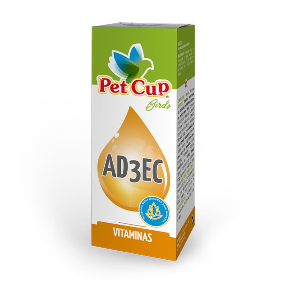 Pet Cup AD3EC - complemento vitamínico líquido com A, D3, E e C para aves saudáveis - Conceito Animal