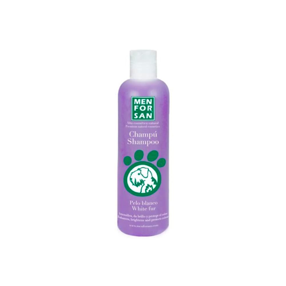 Men for San Champô Pelo Branco Cão - champô natural Menforsan para realçar pelo branco - Conceito Animal
